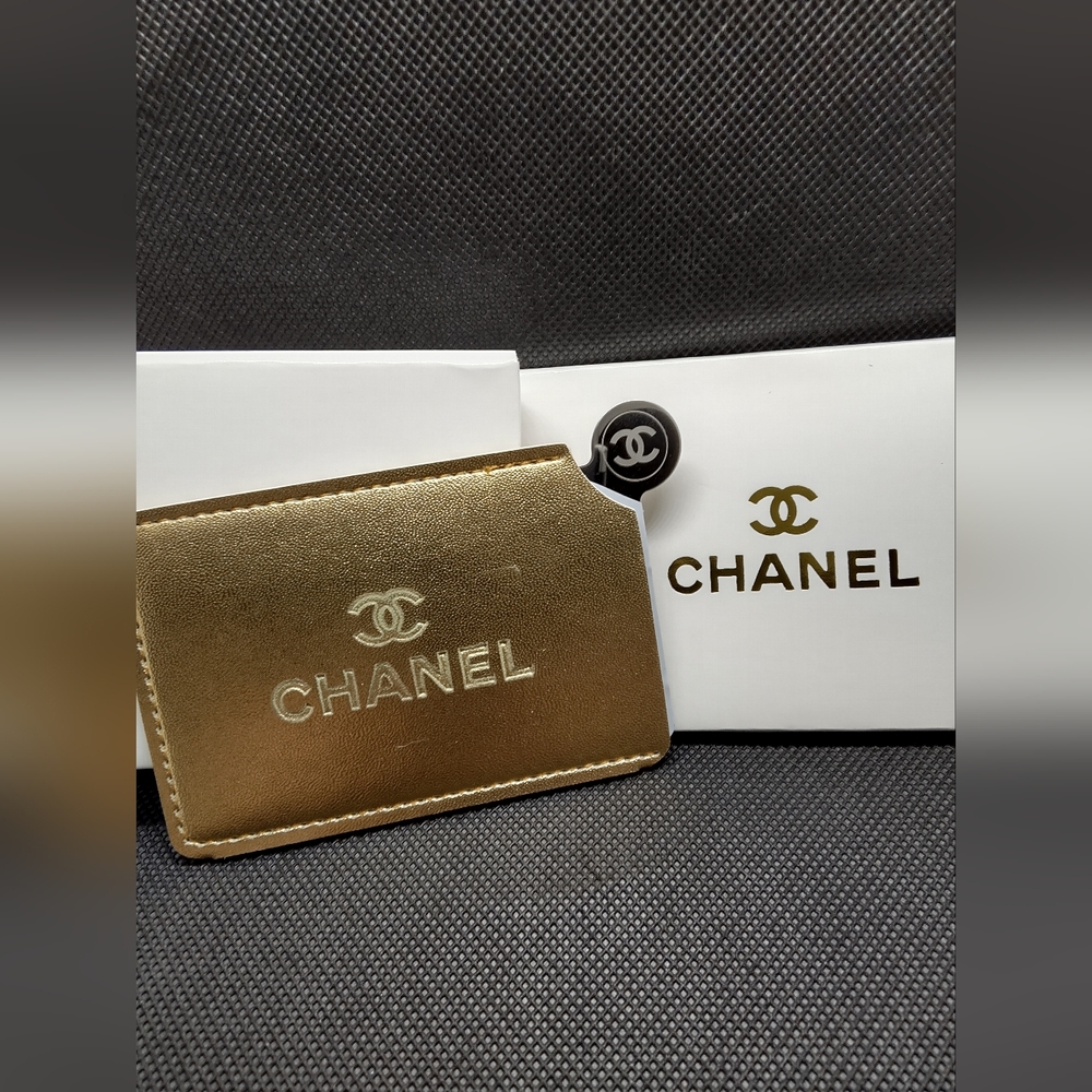 CHANEL Metallic Gold Mirror / Card Holder - Gold